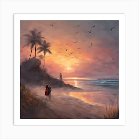 Sunset At The Beach 1 Art Print