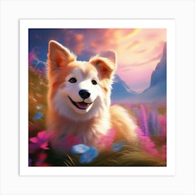 Dog In The Meadow Art Print