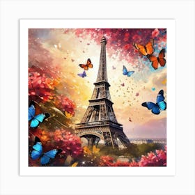 Paris With Butterflies 169 Art Print