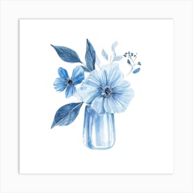 Watercolor Blue Floral 33 Art Print