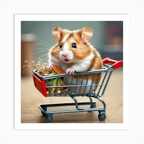 Hamster In A Shopping Cart Art Print