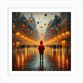 Girl With Balloons Art Print