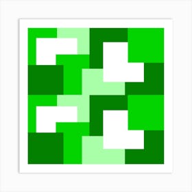 Green Abstract Square Tiles Art Print