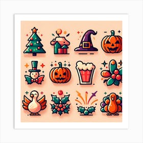 Halloween Icon Set 1 Art Print