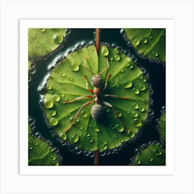 Ant On Water Lily Art Print