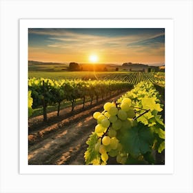 Vineyard At Sunset Art Print