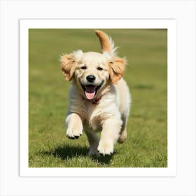 Golden Retriever Puppy Running 1 Art Print