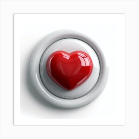 Heart Button Isolated On White Art Print