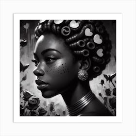 Black Girl With Hearts Art Print