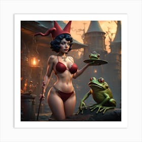 Frog And Witch Art Print