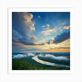 Cumulus Clouds Dominating A Scenic Cloudscape Cascading Into A Deep Azure Sky Edges Of Clouds Dus 2 1 Art Print