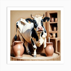 Cow In A Pot Art Print