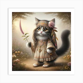 Cat In The Forest Art Print