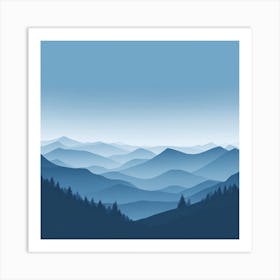 Misty mountains background in blue tone 93 Art Print