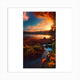 Sunset At The Lake 1 Art Print