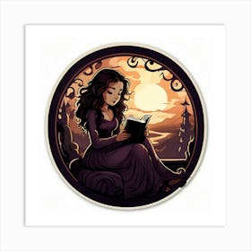 An Enchanted Lady Engaged In A Quiet Moment Over Her Coffee Book Seated In A Cozy Nook With A Breat Art Print