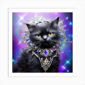 Black Cat With Crystals 2 Art Print