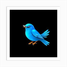 Blue Twitter Bird Art Print