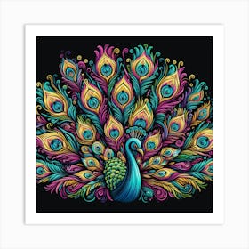 Illustration Peacock 3 Art Print