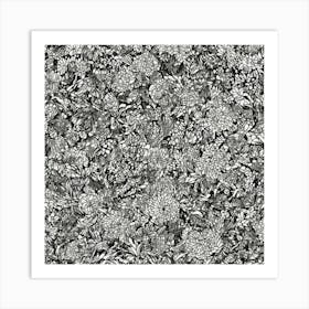 Black And White Floral Pattern 1 Art Print