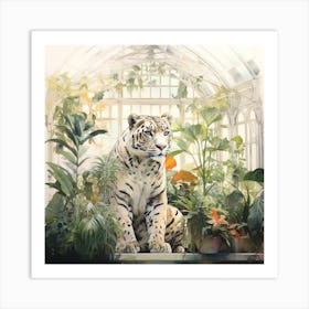 White Tiger In Greenhouse Art Print