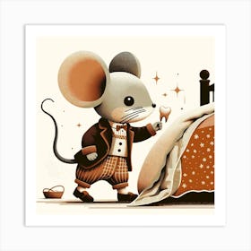 Mouse In Bed Art Print