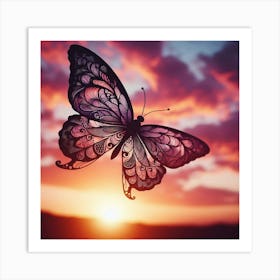 Butterfly At Sunset 7 Art Print