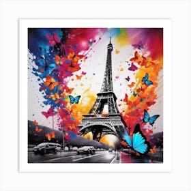 Paris With Butterflies 8 Art Print