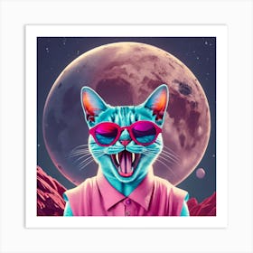 Cat On The Moon Art Print