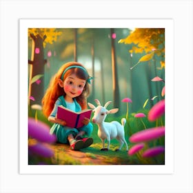 Little Girl Reading A Book Art Print