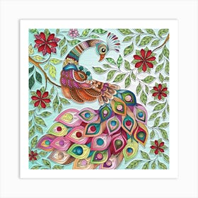 Peacock Colours Art Print