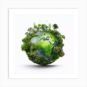 Earth Globe With Trees Art Print