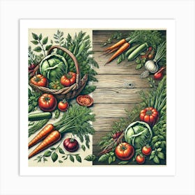 Farm To Table Freshness Printed Art An Inviting Illustration Celebrating Fresh, Locally Sourced Ingredients, Perfect For Bringing A Natural And Wholesome Touch To Any Restaurant Space Printed Art Art Print