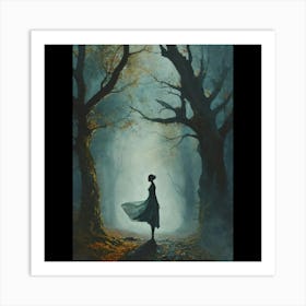 Woman In The Forest Art Print