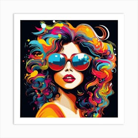 Girl With Colorful Hair 1 Art Print