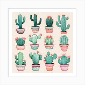 Cactus Flowers Plants Potted Plants Succulent Cute Bloom Blooming Nature Art Print