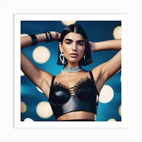 dua lipa colourful art print portrait 3 Art Print