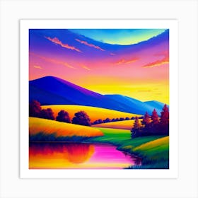 Sunset In The Mountains Art Print