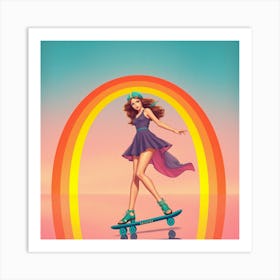 Rainbow Skateboarder Art Print