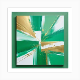 Cuadro Abstracto Verde Dorado Art Print