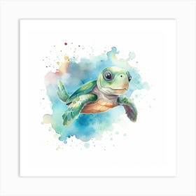 Baby Sea Turtle Watercolour 0 Art Print