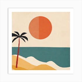 Beach, Geometric Abstract Art, Canvas Art Art Print