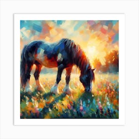 Horse nature Impressionism 1 Art Print