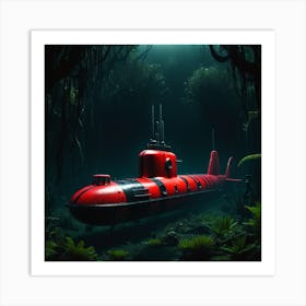 Submarine In The Jungle Art Print
