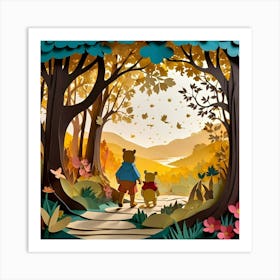 Winnie The Pooh Paper Cut Art Art Print