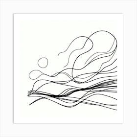 Wave Line Drawing Art Print