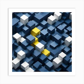 Blue And Yellow Cubes Art Print