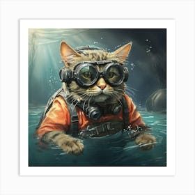 Underwater Cat 1 Art Print