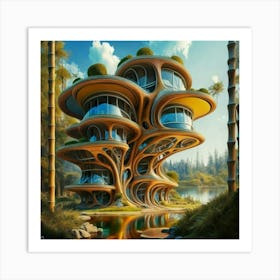 Huge colorful futuristic house design with vibrant details 21 Art Print