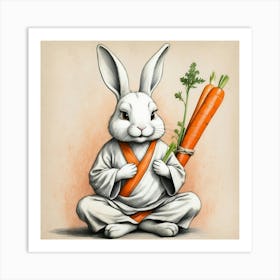 Rabbit Holding Carrots 3 Art Print